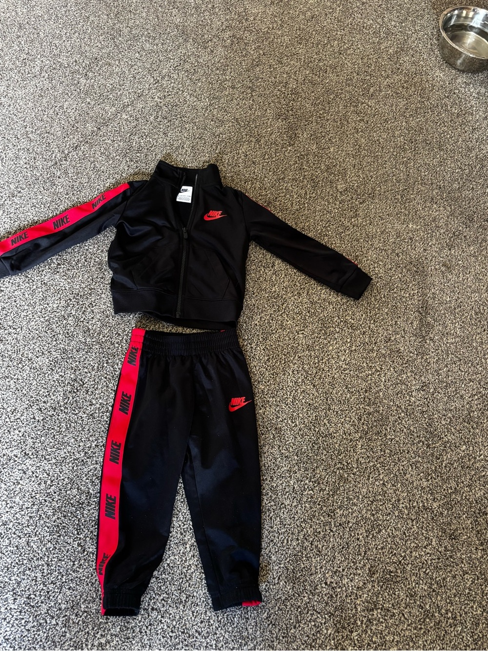 Nike Black and Red Kids Track Jacket & Joggers Set